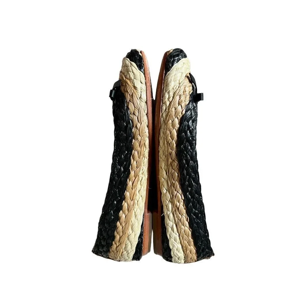 Donald Pliner Gret Braided Rafia‎ Woven Tri-color Ballet Flats size 6